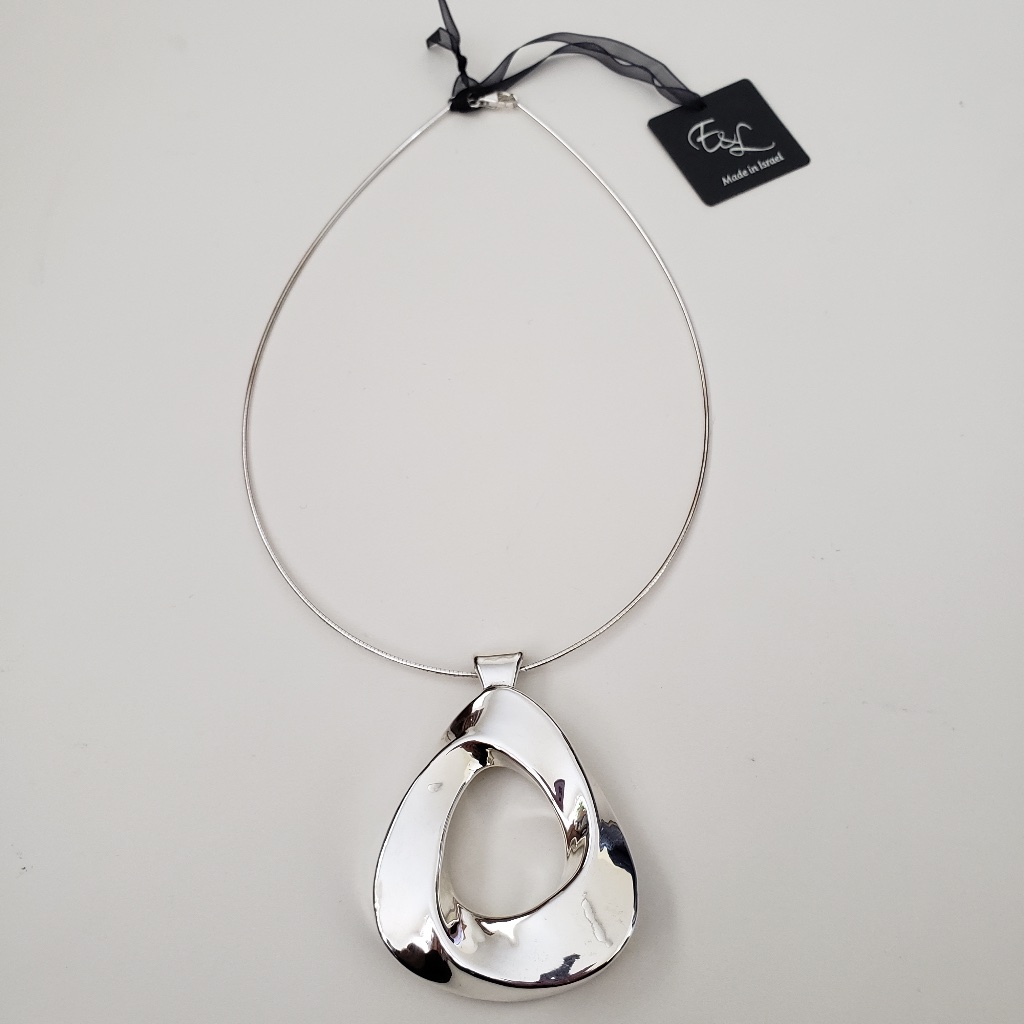 E&L Israel Sterling Silver Omega Chain Electroform Pendant Necklace